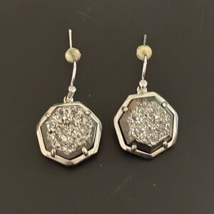 Kendra Scott Silver Octagonal Earrings with Textured Design